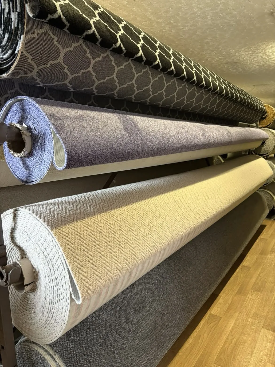 A selection of carpet rolls in the Gourleys showroom