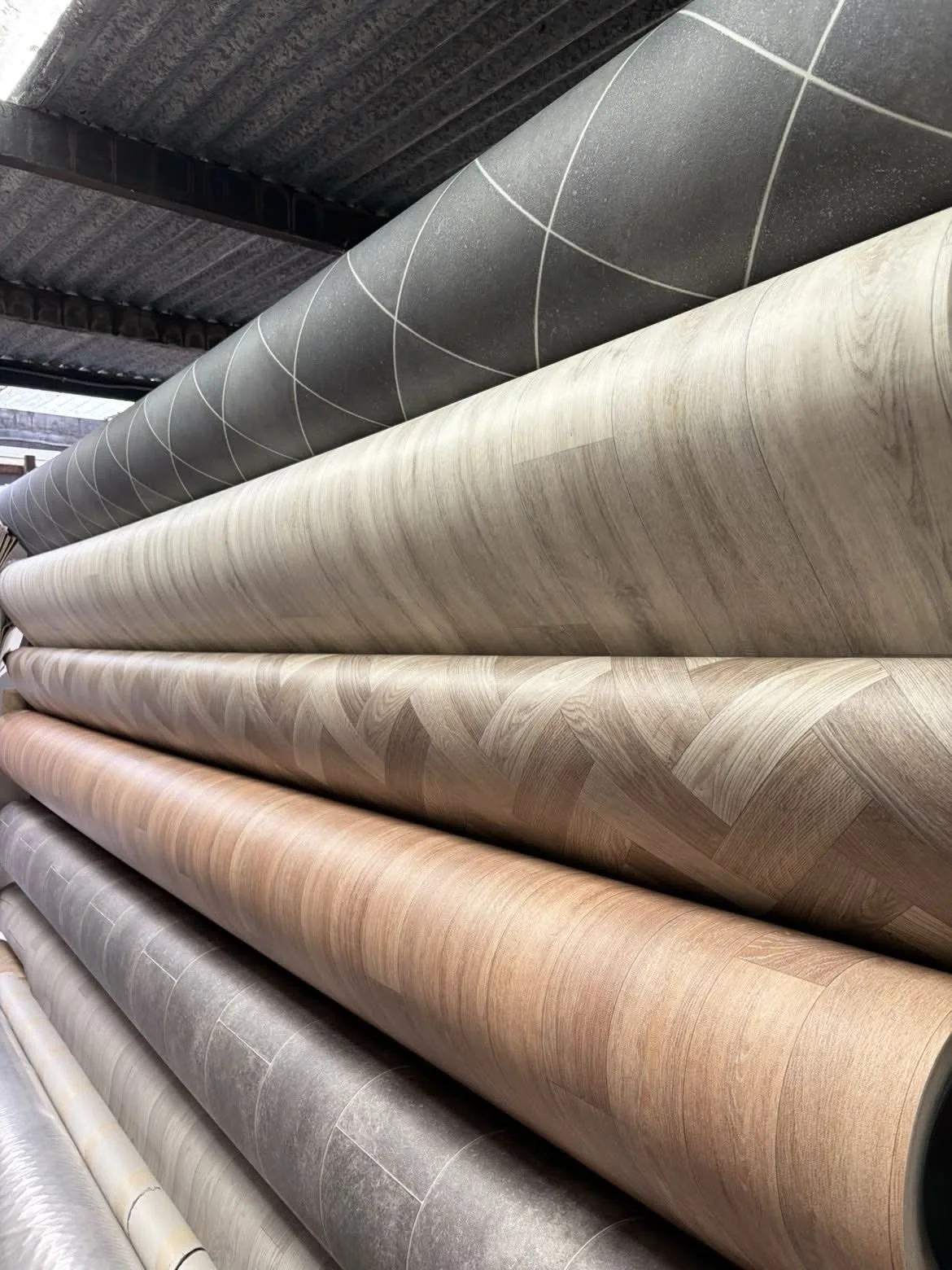 Vinyl flooring rolls in a range of colours and finishes